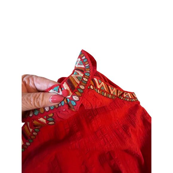 THML Red Embroidered Halter Mini Dress - Size S - Picture 13 of 16